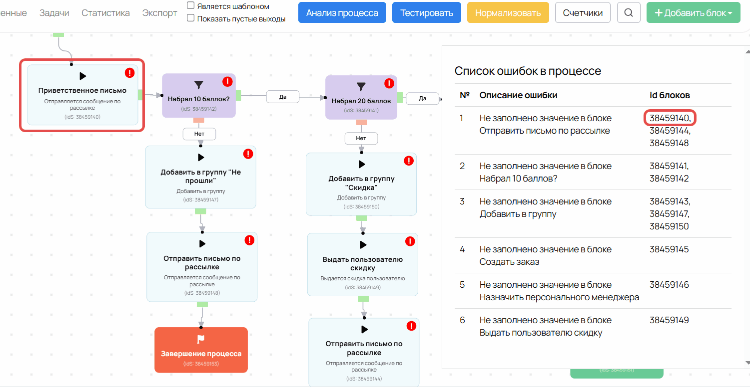 Как быстро исправить ошибку в блоке процесса